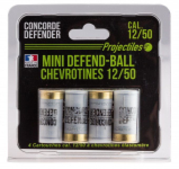 Blister de 4 mini defend-balle chevrotine Elastomere Cal. 12/50