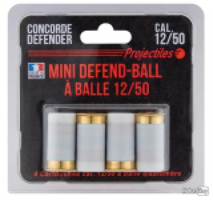 Blister de 4 Cartouches Mini Defend-ball Balle Cal. 12/50