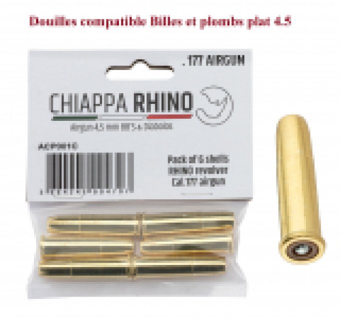 Pack de 6 douilles 4.5 BBs et plomb plat pour rhino CO2