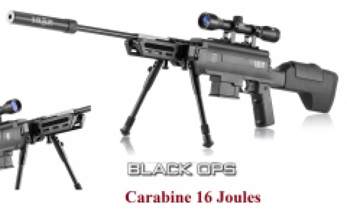 Carabine à plomb BLACK OPS Type sniper Cal 4.5 mm 16 Joules