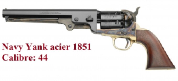 Revolver à poudre noir  Navy Yank acier 1851 Cal. 44