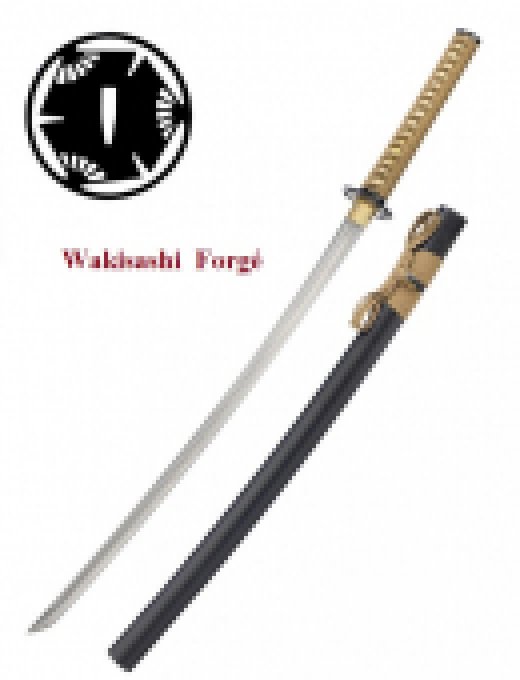 Wakisashi pratical forgé Lame trempé couleur noir et beige