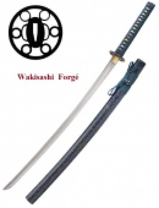 Wakisashi pratical forgé Lame trempé couleur bleu et vert