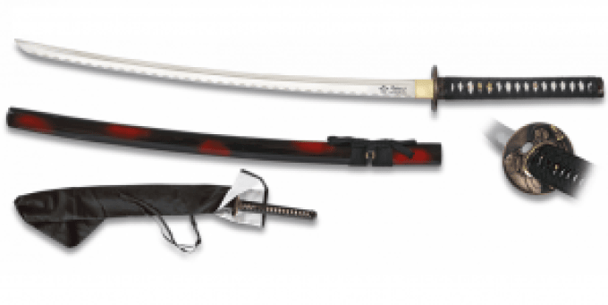 KATANA Impérial noir et rouge Lame Trempé