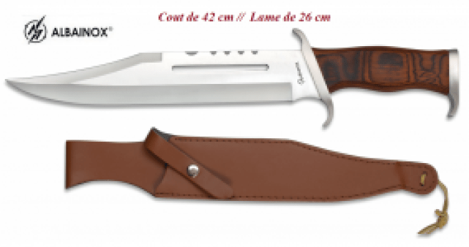 Poignard de Chasse Live Or Die 1 lame de 26 cm avec étui Cuir